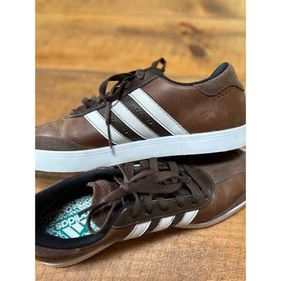 Mens Adidas Adicross V Brown Leather White Spikeless Sneakers Golf Shoes 9.5 - Picture 9 of 13